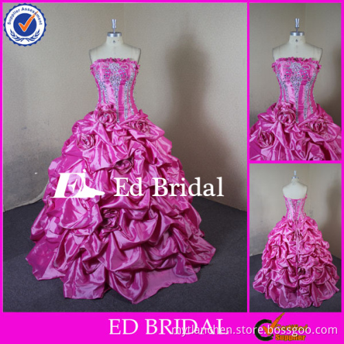 F212 Real Sample Beautiful Princess Ruffled Ball Gown Hot Pink Quinceanera Dresses